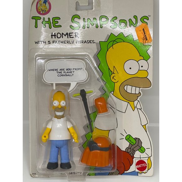VTG 1990 Mattel The Simpsons Homer Simpson Talking Figure 5 Phrases SEALED Retro - Picture 2 of 6